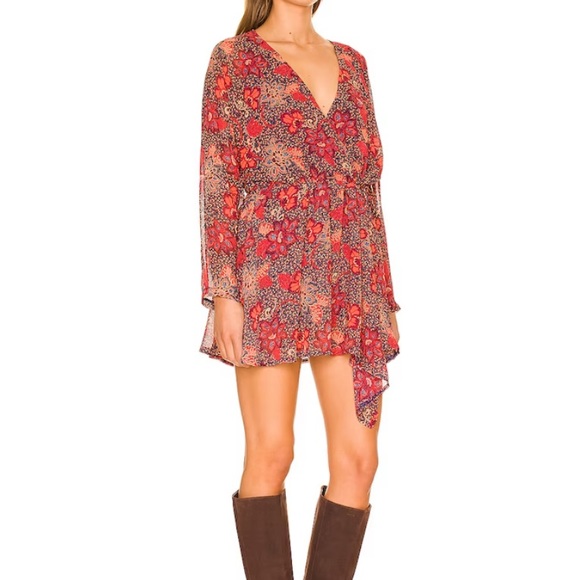 Free People Teagan Dress Peach Combo Size Large - Picture 2 of 14